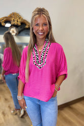 Barely Wild Leopard Top Pink