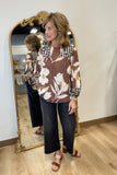 Umgee Mixed Print Top Brown