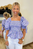 Flower Power Top Smocked Purple