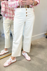 Charlie B Button Fly Pant Natural