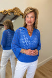 APNY Leafy Polo Knit Cobalt Blue