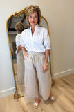Umgee Striped Linen Blend Pant Beige