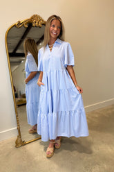 Charming Skies Midi Dress Blue