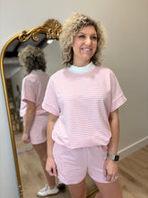 Lightweight Leisure Striped Short Set Pink