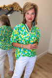 Color Burst Top Green