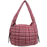 Gingham Quilted Puffer Handbag Red/White