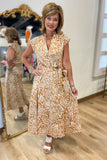 Camel Acorn Print Dress