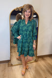 Umgee Embossed Floral Dress Green