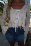 Love Leftovers Lace Ribbon Cardigan Cream
