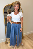Pleat Perfect Wide Leg Denim Pants