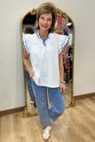 Umgee Ruffle Accent Top White