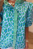 Spot On Gingham Trim Blouse Blue