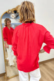 Blaire Split Neck Blouse Red