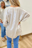 Metallic Glint Batwing Top Pearl