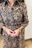 Boho Chic Paisley Shirt Dress Black