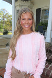 Feeling Girly Ruffle Accented Sweater Ice Pink