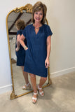Renuar Cap Sleeve Denim Dress Indigo