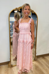 Baby Rose Lace Tiered Maxi Dress