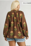 Umgee Big Flower Blouse Brown