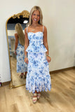 China Blue Bustier Midi Dress