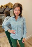 Renuar Long Sleeve Stripe Blouse Olive