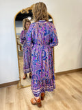 Umgee Paisley Print Dress Purple