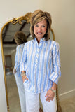 Foxcroft Theresa Popover Blouse Blue