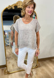 Tempo Paris Basic Linen Top Taupe