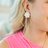 Taylor Shaye matte flower hoops -white round