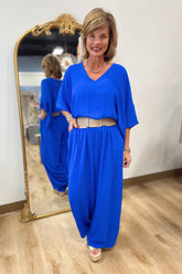 Evening Out V Neck Jumpsuit Royal