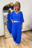Evening Out V Neck Jumpsuit Royal