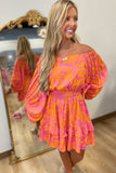 Kaci Floral Bea Smocked Mini Dress Orange