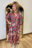 Umgee Paisley Print Dress Brown