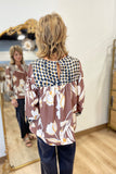 Umgee Mixed Print Top Brown