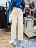 Multiples Fringe Hem Ankle Pant Winter White