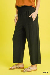 Umgee Smocked Waist Pants Black