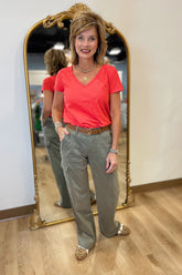 Dylan Deep V Tee Poppy Red