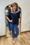 Mud Pie Humphrey Embroidered Top Black