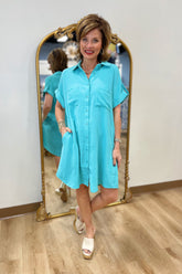 Comfort Shirt Dress Aquamarine