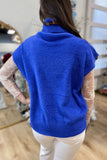 Fuzzy Royal Blue Sleeveless Turtleneck
