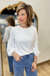 Dylan Slub 3/4 Top White