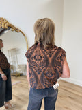 Umgee Velvet Paisley Bubble Top Camel