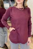 Charlie B Round Hem Sweater Cabernet