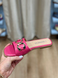 Venus Slide Sandal w Chain Accent Hot Pink