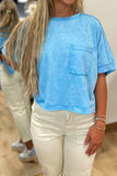 Easy Does It Pocket Tee Aqua