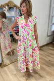 Mud Pie Adair Tiered Maxi Dress Pink