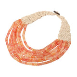 Woven Detail Multi Strand Beaded Collar