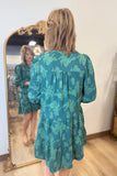 Umgee Embossed Floral Dress Green