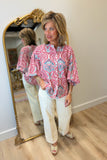 Damask Ballon Sleeve Blouse Woodrose