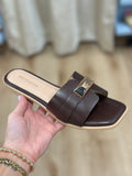 Kallen Slide Sandal w Buckle Brown